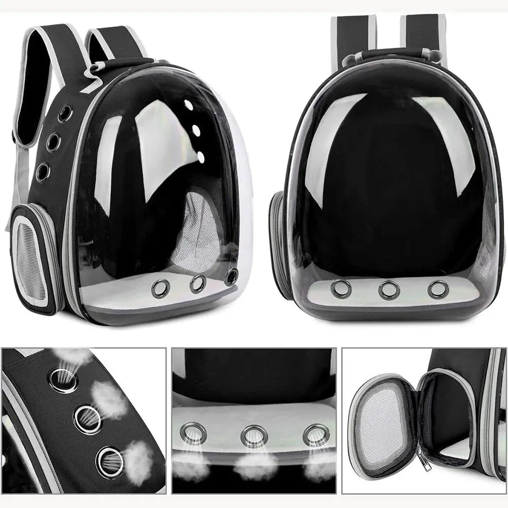 LAZYCAT™Back expandable cat backpack space capsule transparent pet carrier